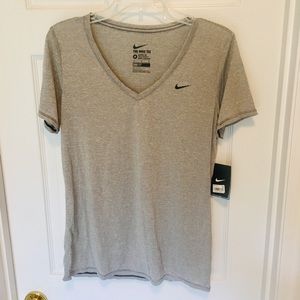 BNWT Nike V-Neck Black & Gray Dri-Fit Tee